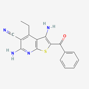 molecular formula C17H14N4OS B5837077 3,6-diamino-2-benzoyl-4-ethylthieno[2,3-b]pyridine-5-carbonitrile 
