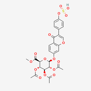 molecular formula C28H26O16S B583708 Methyl 4-oxo-3-[4-(sulfooxy)phenyl]-4H-1-benzopyran-7-yl 2,3,4-tri-O-acetyl-beta-D-glucopyranosiduronate CAS No. 1041261-16-8