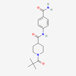 molecular formula C18H25N3O3 B5837164 N-[4-(aminocarbonyl)phenyl]-1-(2,2-dimethylpropanoyl)-4-piperidinecarboxamide 