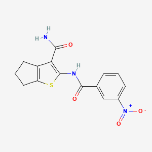 molecular formula C15H13N3O4S B5837182 2-[(3-nitrobenzoyl)amino]-5,6-dihydro-4H-cyclopenta[b]thiophene-3-carboxamide 