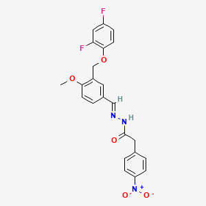 molecular formula C23H19F2N3O5 B5837267 N'-{3-[(2,4-difluorophenoxy)methyl]-4-methoxybenzylidene}-2-(4-nitrophenyl)acetohydrazide 