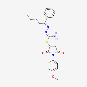 1-(4-methoxyphenyl)-2,5-dioxo-3-pyrrolidinyl 2-(1-phenylpentylidene)hydrazinecarbimidothioate