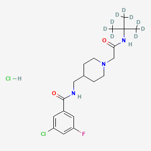 molecular formula C19H28Cl2FN3O2 B583740 N-((1-(2-(tert-Butylamino)-2-oxoethyl)piperidin-4-yl)methyl)-3-chloro-5-fluorobenzamide-d9 Hydrochloride Salt CAS No. 1346604-21-4