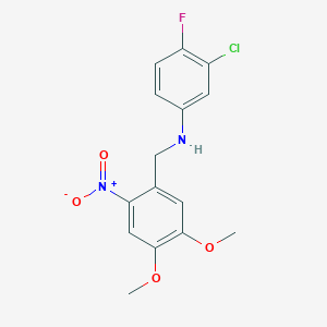 molecular formula C15H14ClFN2O4 B5837447 (3-chloro-4-fluorophenyl)(4,5-dimethoxy-2-nitrobenzyl)amine 