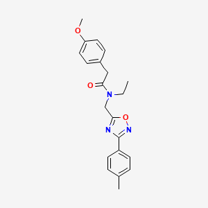 molecular formula C21H23N3O3 B5837755 N-ethyl-2-(4-methoxyphenyl)-N-{[3-(4-methylphenyl)-1,2,4-oxadiazol-5-yl]methyl}acetamide 