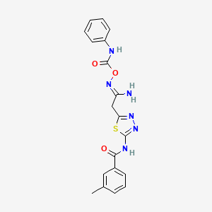 molecular formula C19H18N6O3S B5837852 N-[5-(2-amino-2-{[(anilinocarbonyl)oxy]imino}ethyl)-1,3,4-thiadiazol-2-yl]-3-methylbenzamide 