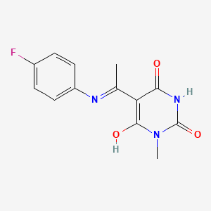 5-{1-[(4-fluorophenyl)amino]ethylidene}-1-methyl-2,4,6(1H,3H,5H)-pyrimidinetrione
