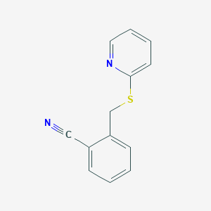 molecular formula C13H10N2S B5838256 2-[(2-pyridinylthio)methyl]benzonitrile 