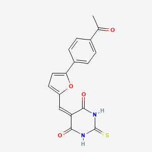 molecular formula C17H12N2O4S B5838319 5-{[5-(4-acetylphenyl)-2-furyl]methylene}-2-thioxodihydro-4,6(1H,5H)-pyrimidinedione 