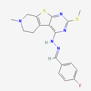 molecular formula C18H18FN5S2 B5838522 N-[(E)-(4-fluorophenyl)methylideneamino]-11-methyl-5-methylsulfanyl-8-thia-4,6,11-triazatricyclo[7.4.0.02,7]trideca-1(9),2,4,6-tetraen-3-amine 