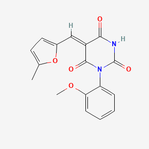 molecular formula C17H14N2O5 B5838598 (5Z)-1-(2-methoxyphenyl)-5-[(5-methylfuran-2-yl)methylidene]-1,3-diazinane-2,4,6-trione 