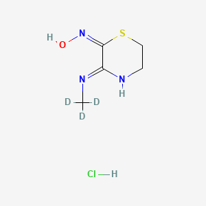 molecular formula C5H10ClN3OS B583887 5,6-Dihydro-3-(methylamino)-2H-1,4-thiazin-2-one Oxime-d3 Hydrochloride CAS No. 1346606-31-2