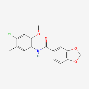 molecular formula C16H14ClNO4 B5838896 N-(4-chloro-2-methoxy-5-methylphenyl)-1,3-benzodioxole-5-carboxamide 