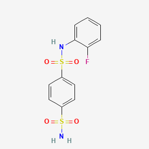 molecular formula C12H11FN2O4S2 B5838938 N-(2-fluorophenyl)benzene-1,4-disulfonamide 