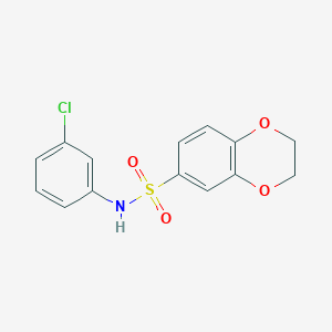 molecular formula C14H12ClNO4S B5838944 N-(3-chlorophenyl)-2,3-dihydro-1,4-benzodioxine-6-sulfonamide 