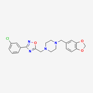 molecular formula C21H21ClN4O3 B5838995 1-(1,3-benzodioxol-5-ylmethyl)-4-{[3-(3-chlorophenyl)-1,2,4-oxadiazol-5-yl]methyl}piperazine 