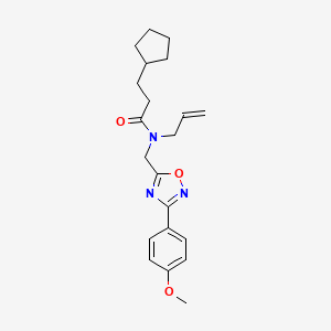 molecular formula C21H27N3O3 B5839106 N-allyl-3-cyclopentyl-N-{[3-(4-methoxyphenyl)-1,2,4-oxadiazol-5-yl]methyl}propanamide 