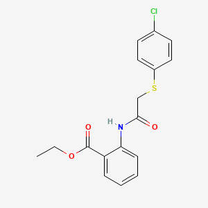 molecular formula C17H16ClNO3S B5839433 Ethyl 2-({[(4-chlorophenyl)sulfanyl]acetyl}amino)benzoate 