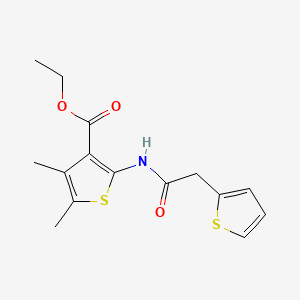 molecular formula C15H17NO3S2 B5839473 ethyl 4,5-dimethyl-2-(2-(thiophen-2-yl)acetamido)thiophene-3-carboxylate 