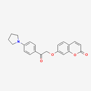 molecular formula C21H19NO4 B5839523 7-{2-oxo-2-[4-(1-pyrrolidinyl)phenyl]ethoxy}-2H-chromen-2-one 