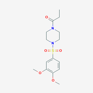 molecular formula C15H22N2O5S B5839618 1-{4-[(3,4-DIMETHOXYPHENYL)SULFONYL]PIPERAZINO}-1-PROPANONE 