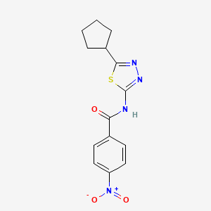 molecular formula C14H14N4O3S B5839686 N-(5-cyclopentyl-1,3,4-thiadiazol-2-yl)-4-nitrobenzamide 