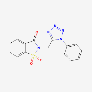 molecular formula C15H11N5O3S B5839718 2-[(1-phenyl-1H-tetrazol-5-yl)methyl]-1,2-benzisothiazol-3(2H)-one 1,1-dioxide 