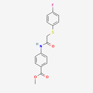 molecular formula C16H14FNO3S B5839778 methyl 4-({[(4-fluorophenyl)thio]acetyl}amino)benzoate 