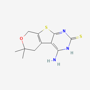 3-amino-12,12-dimethyl-11-oxa-8-thia-4,6-diazatricyclo[7.4.0.02,7]trideca-1(9),2,6-triene-5-thione