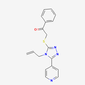 molecular formula C18H16N4OS B5839992 alpha-[[4-Allyl-5-(4-pyridinyl)-4H-1,2,4-triazole-3-yl]thio]acetophenone 