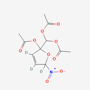 molecular formula C11H13NO9 B584000 2,5-二氢-2-羟基-5-硝基-2-呋喃甲二醇-d3 三乙酸酯 CAS No. 1346604-22-5