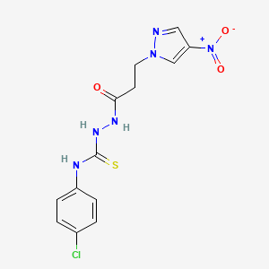 N-(4-CHLOROPHENYL)-2-[3-(4-NITRO-1H-PYRAZOL-1-YL)PROPANOYL]-1-HYDRAZINECARBOTHIOAMIDE