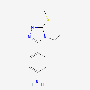 molecular formula C11H14N4S B5840325 4-[4-ethyl-5-(methylthio)-4H-1,2,4-triazol-3-yl]aniline 