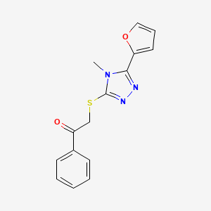 molecular formula C15H13N3O2S B5840425 2-{[5-(furan-2-yl)-4-methyl-4H-1,2,4-triazol-3-yl]sulfanyl}-1-phenylethanone 