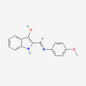 molecular formula C16H14N2O2 B5840757 2-{[(4-methoxyphenyl)amino]methylene}-1,2-dihydro-3H-indol-3-one 