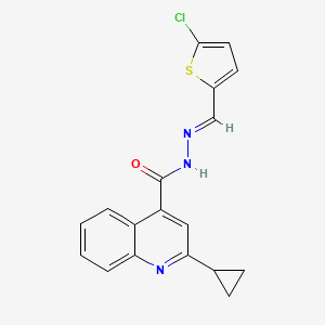 molecular formula C18H14ClN3OS B5840851 N'-[(5-chloro-2-thienyl)methylene]-2-cyclopropyl-4-quinolinecarbohydrazide 