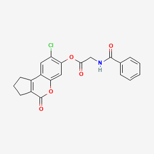 8-chloro-4-oxo-1,2,3,4-tetrahydrocyclopenta[c]chromen-7-yl N-benzoylglycinate