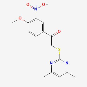 molecular formula C15H15N3O4S B5841519 2-[(4,6-dimethyl-2-pyrimidinyl)thio]-1-(4-methoxy-3-nitrophenyl)ethanone 