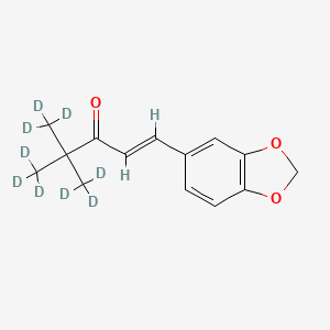 molecular formula C14H16O3 B584155 1-(3,4-Methylenedioxyphenyl)-4,4-dimethyl-d6-pent-1-en-3-one-d3 CAS No. 1262795-35-6