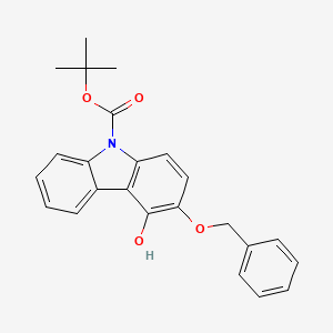 molecular formula C24H23NO4 B584163 Tert-butyl 4-hydroxy-3-phenylmethoxycarbazole-9-carboxylate CAS No. 1797817-81-2