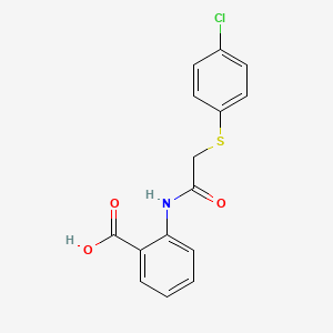 molecular formula C15H12ClNO3S B5841775 2-({[(4-chlorophenyl)thio]acetyl}amino)benzoic acid 