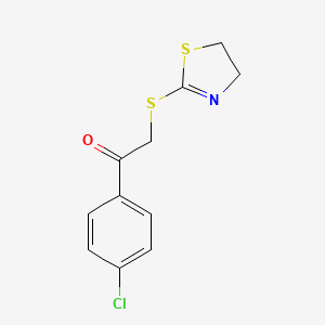 molecular formula C11H10ClNOS2 B5841872 1-(4-chlorophenyl)-2-(4,5-dihydro-1,3-thiazol-2-ylthio)ethanone CAS No. 143543-83-3