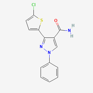 molecular formula C14H10ClN3OS B5841889 3-(5-chloro-2-thienyl)-1-phenyl-1H-pyrazole-4-carboxamide 