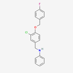 molecular formula C20H17ClFNO B5841952 N-{3-chloro-4-[(4-fluorobenzyl)oxy]benzyl}aniline 
