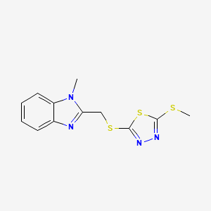 molecular formula C12H12N4S3 B5841973 1-methyl-2-({[5-(methylthio)-1,3,4-thiadiazol-2-yl]thio}methyl)-1H-benzimidazole 