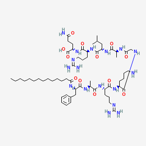 molecular formula C60H105N17O12 B584198 Myristoyl-phe-ala-arg-lys-gly-ala-leu-arg-gln-OH CAS No. 147217-25-2