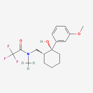 molecular formula C17H22F3NO3 B584200 (+/-)-N-Desmethyl Trifluoroacetotramadol-d3 CAS No. 1346602-78-5