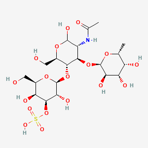 molecular formula C20H35NO18S B584202 2-Acetamido-2-deoxy-4-O-(3-sulfo-a-D-galactopyranosyl)-3-O-(a-L-fucopyranosyl)-D-glucopyranoside CAS No. 153153-62-9