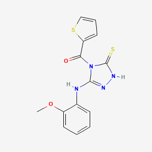 molecular formula C14H12N4O2S2 B5842237 5-[(2-methoxyphenyl)amino]-4-(2-thienylcarbonyl)-4H-1,2,4-triazole-3-thiol 