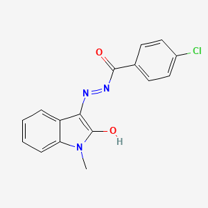 molecular formula C16H12ClN3O2 B5842410 4-chloro-N'-(1-methyl-2-oxo-1,2-dihydro-3H-indol-3-ylidene)benzohydrazide 